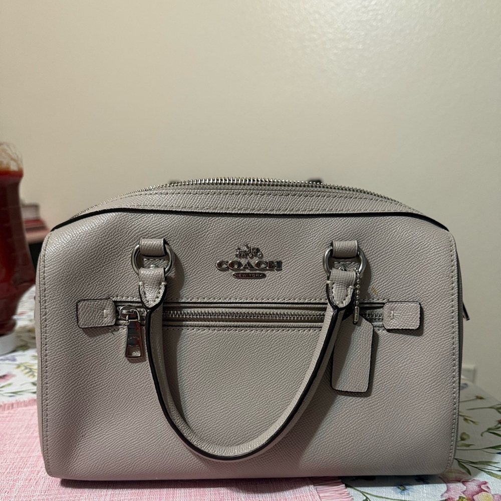 Coach Pebbled Leather Satchel in Light Gray